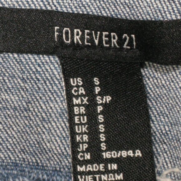 Forever 21 Blue Distressed Denim Jacket Size Small - Picture 6 of 7